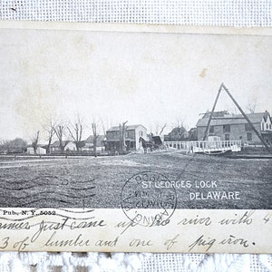 Vintage DELAWARE carte postale St Georges Lock noir blanc monument historique 1906 Cachet de la poste carte postale souvenirs papier éphémères PanchosPorch