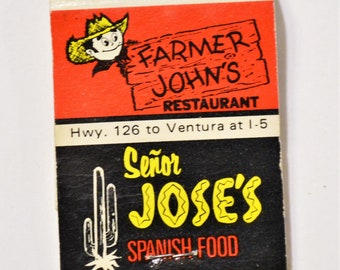 Vintage Farmer Johns Matches Matchbook Senor Jose Js Coffee Shop Souvenir Tobacciana Collectible Advertising Matches  PanchosPorch