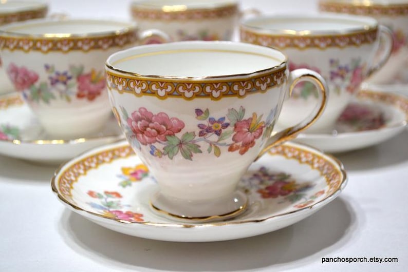 Vintage Foley Shalimar Teacup Set (6) - Floral High Tea Cups, Made in ...