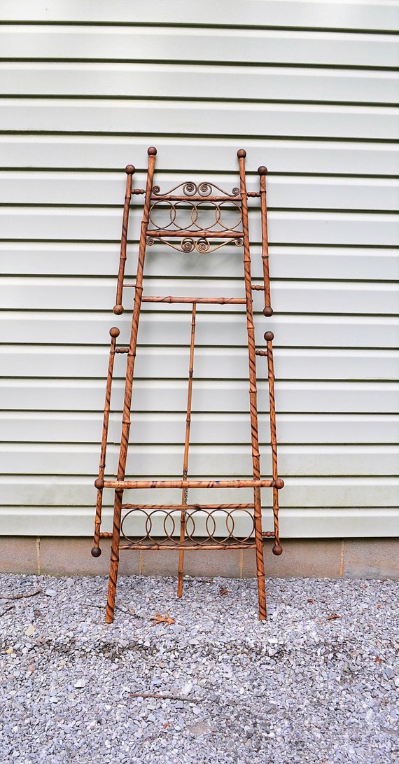 Vintage Ornate Bamboo Floor Easel Tortoiseshell Picture Etsy