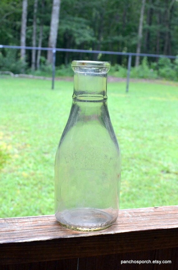 Vintage Glass Milk Bottle Quart Size Rustic Farmhouse Kitchen Etsy