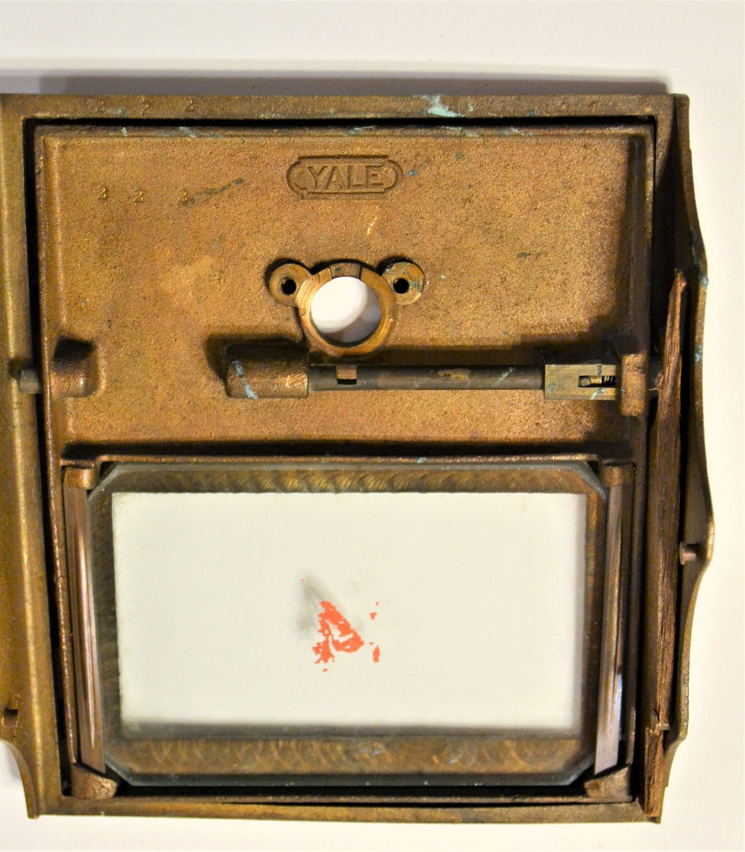 Vintage Brass Post Office Box Door Greek Key Pattern Number 4 Etsy