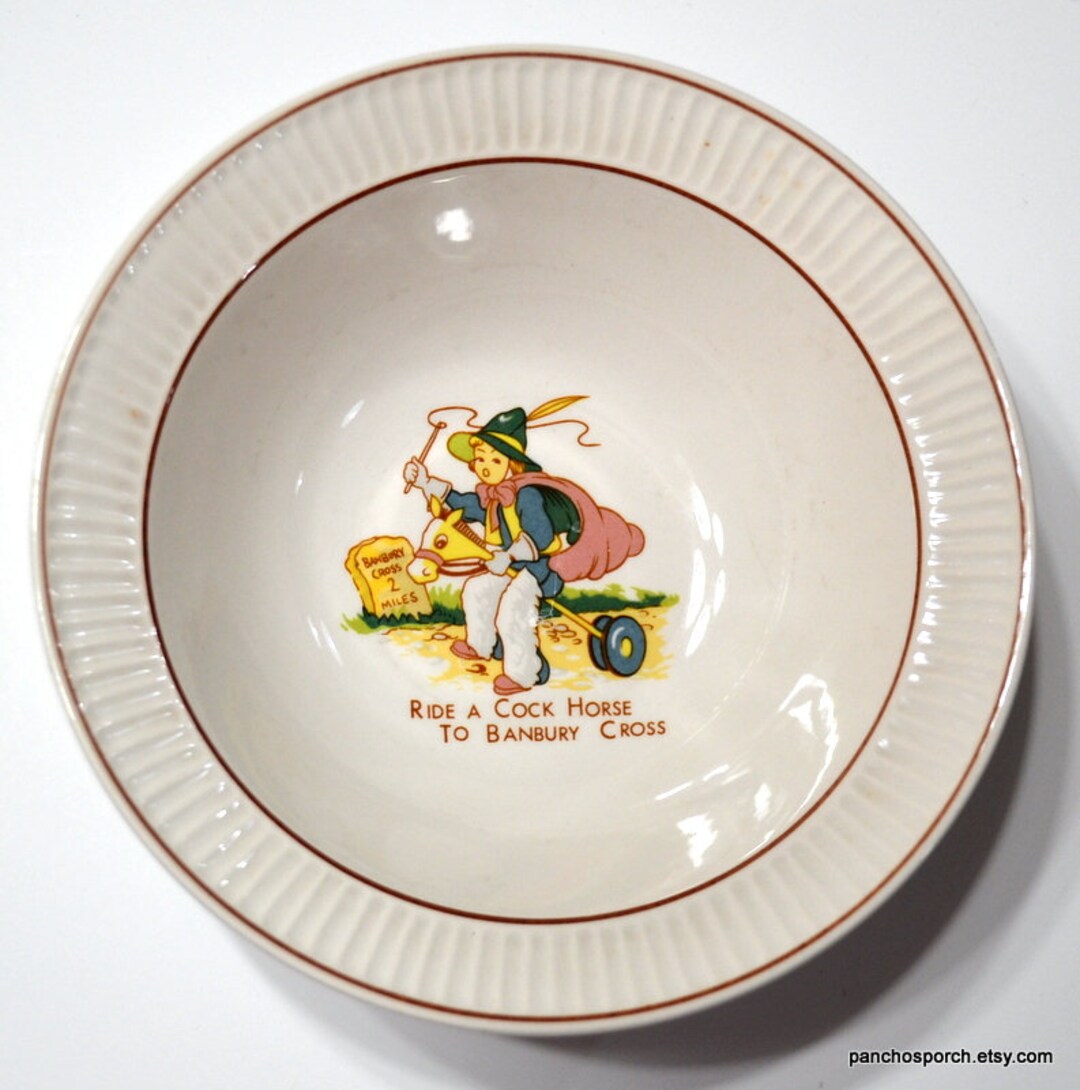 Vintage Nursery Rhyme Cereal Bowl Ride a Cock Horse to Banbury Cross