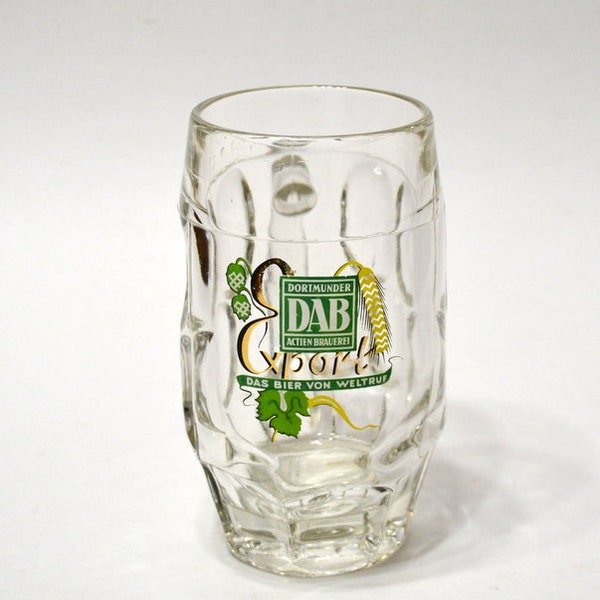 Vintage DAB Glass Beer Mug Dortmunder Actien Brauerei Brewery Advertising Man Cave Home Bar Glassware Barware PanchosPorch