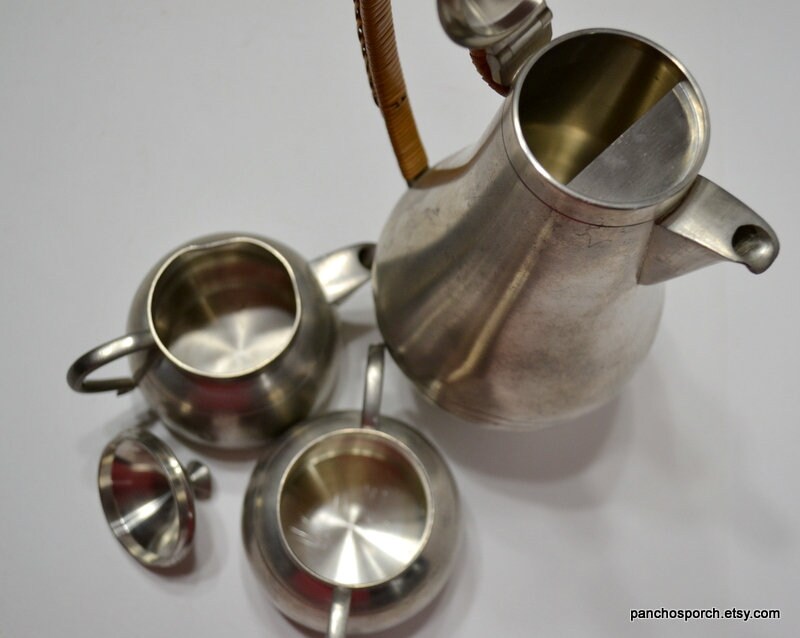 Vintage SELANGOR Pewter Coffee Pot Set Tall Metal Coffee Pot