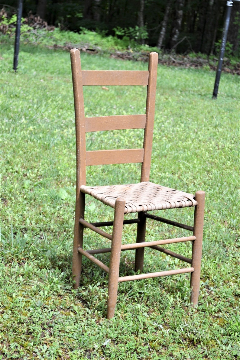 Vintage Wooden Ladderback Chair Woven Seat Rustic Farmhouse | Etsy