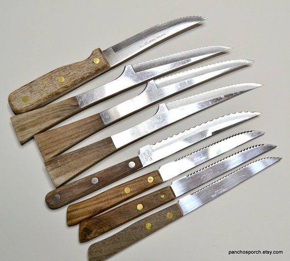 Vintage Japanese Steak Knife Set of 8 Mismatched Wooden Handles Cutlery  Carving Knives BBQ Cookout Parrilla Kitchen Cutlery Panchosporch -   Finland