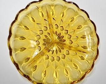 Vintage Amber Glass Divided Dish Relish Tray  Fairfield Pattern Retro Glassware Anchor Hocking Indiana Panchosporch