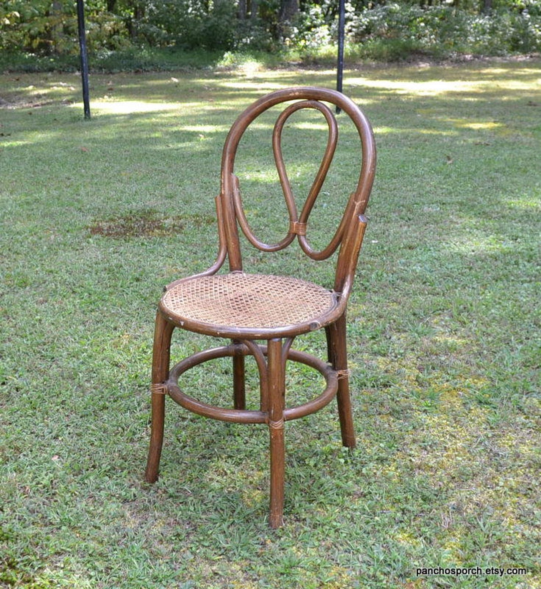 Vintage Rattan Bamboo Chair Woven Cain Seat Bistro Cafe Style Etsy