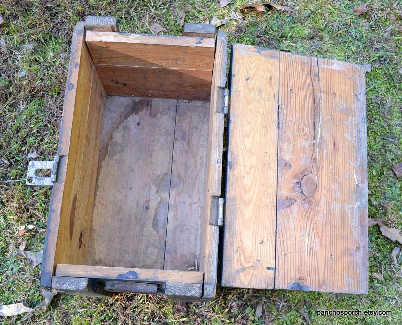 Vintage Wooden Ammo Box: Hinged Military Relic, Man Cave Decor - Etsy