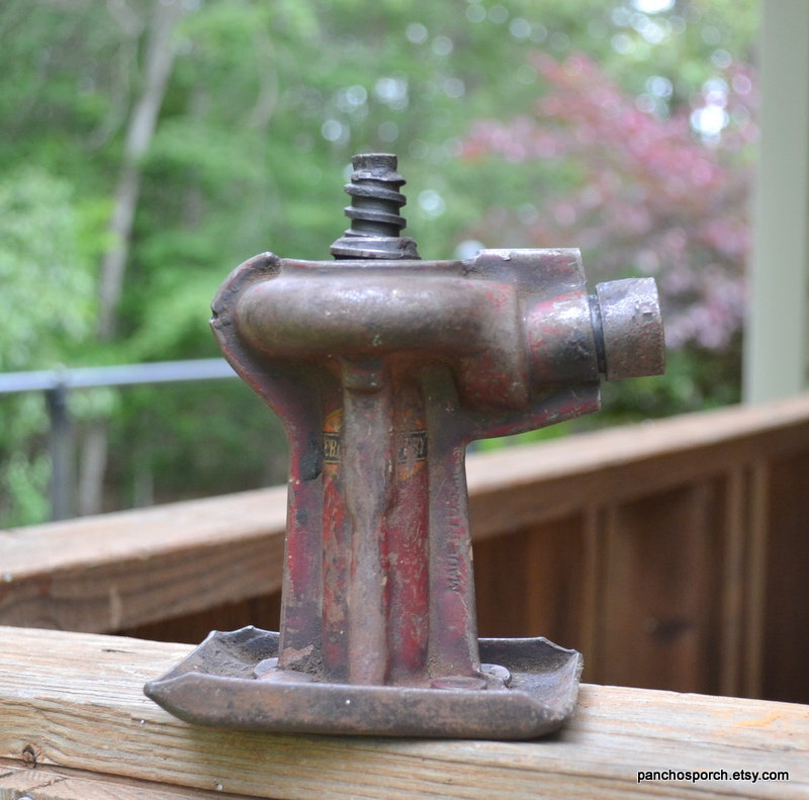 Vintage Car Jack Piece Red Worn Paint Automotive Rustic Etsy