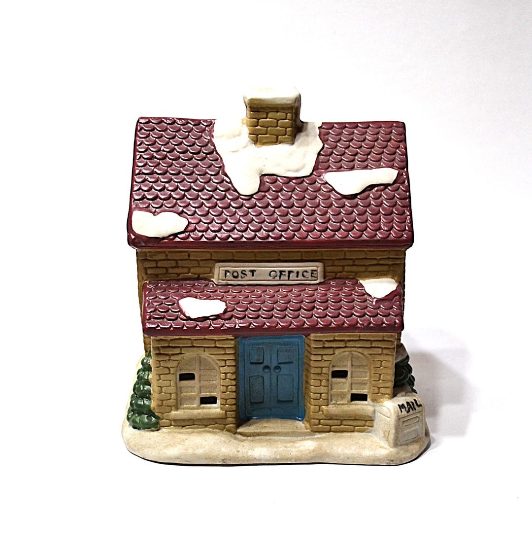 Vintage Post Office Lighted House Building Unmarked Village Holiday ...
