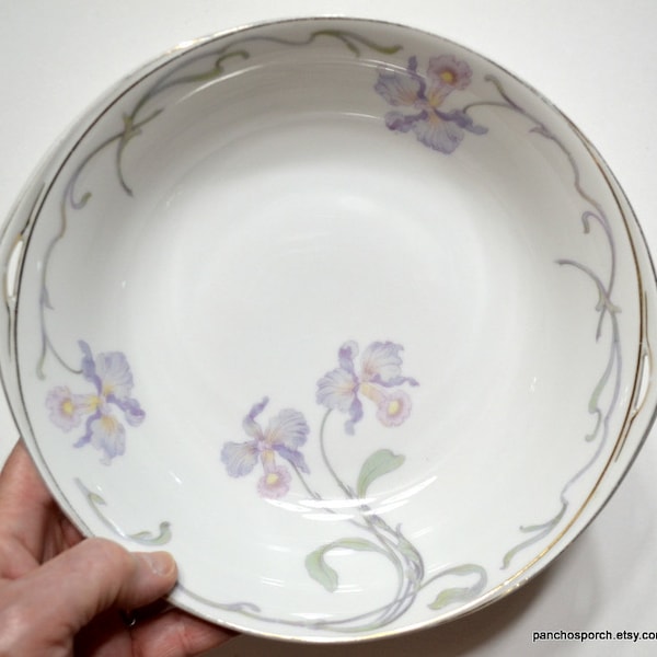 Vintage ROSENTHAL Donatello Serving Bowl Purple Orchid Flowers Floral Round Bowl Selb Bavaria Germany PanchosPorch