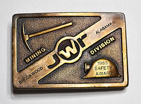 Vintage Jim Walter Resources Belt Buckle: 1983 Coal Mining Safety Award