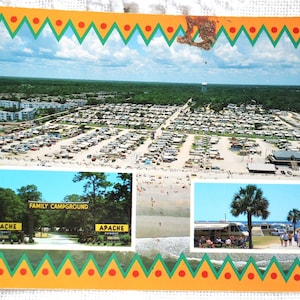 Vintage MYRTLE BEACH carte postale souvenir du camping Apache de Caroline du Sud carte postale inutilisée souvenirs papier publicitaire éphémères PanchosPorch