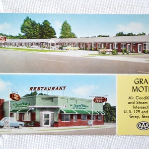 Carte postale GEORGIE vintage gris motel Restaurant Americana Road Trip carte postale souvenirs papier publicitaire éphémères PanchosPorch