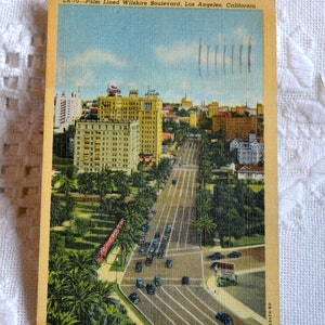 vintage CALIFORNIE carte postale Wilshire Boulevard Los Angeles carte postale Souvenirs de vacances papier Ephemera PanchosPorch