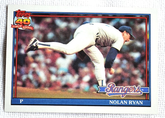 Vintage Nolan Ryan 1991 Topps Baseball Card: Texas Rangers Memorabilia