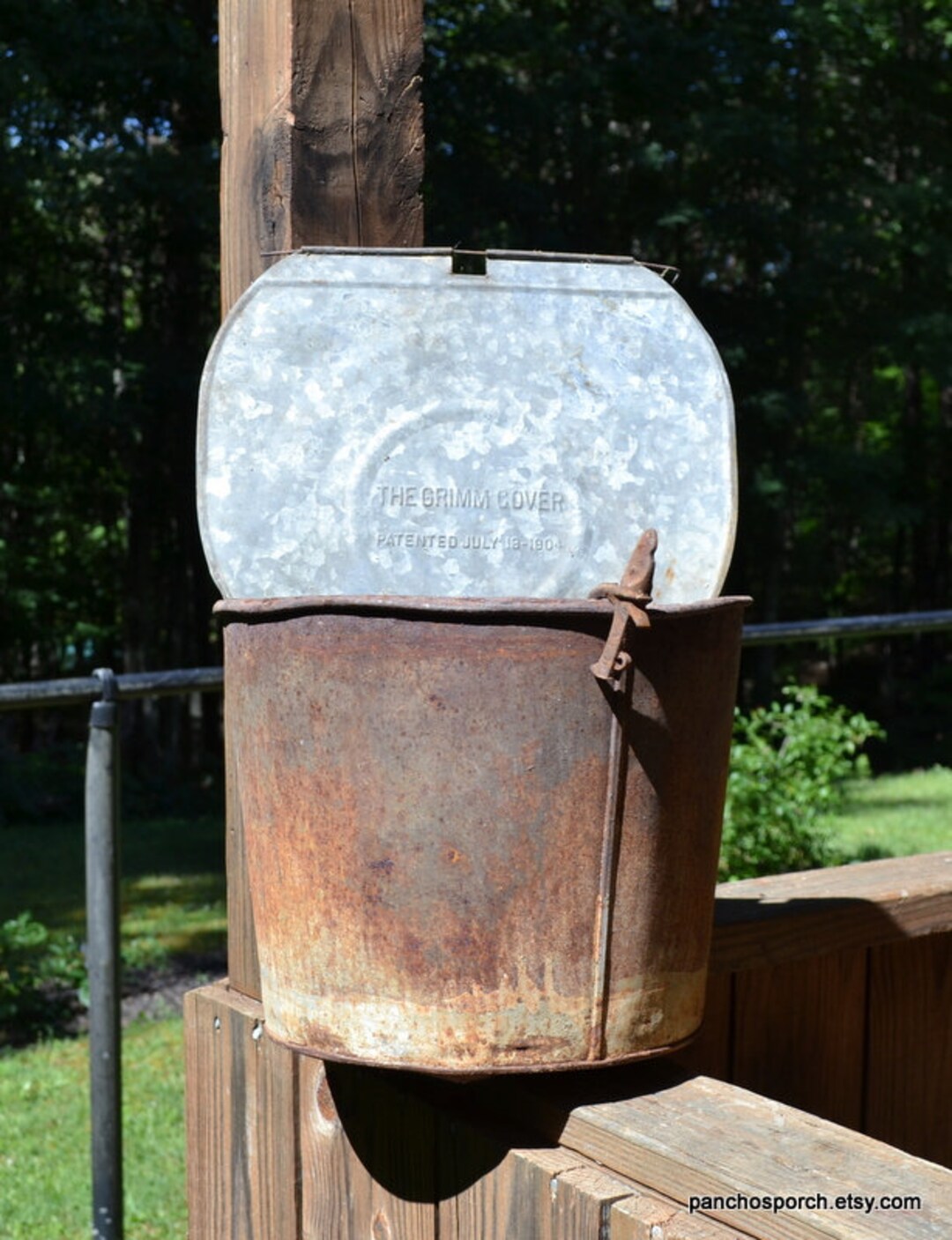 Vintage Sap Bucket Spout Grimm Bucket Cover Rustic Primitive Syrup