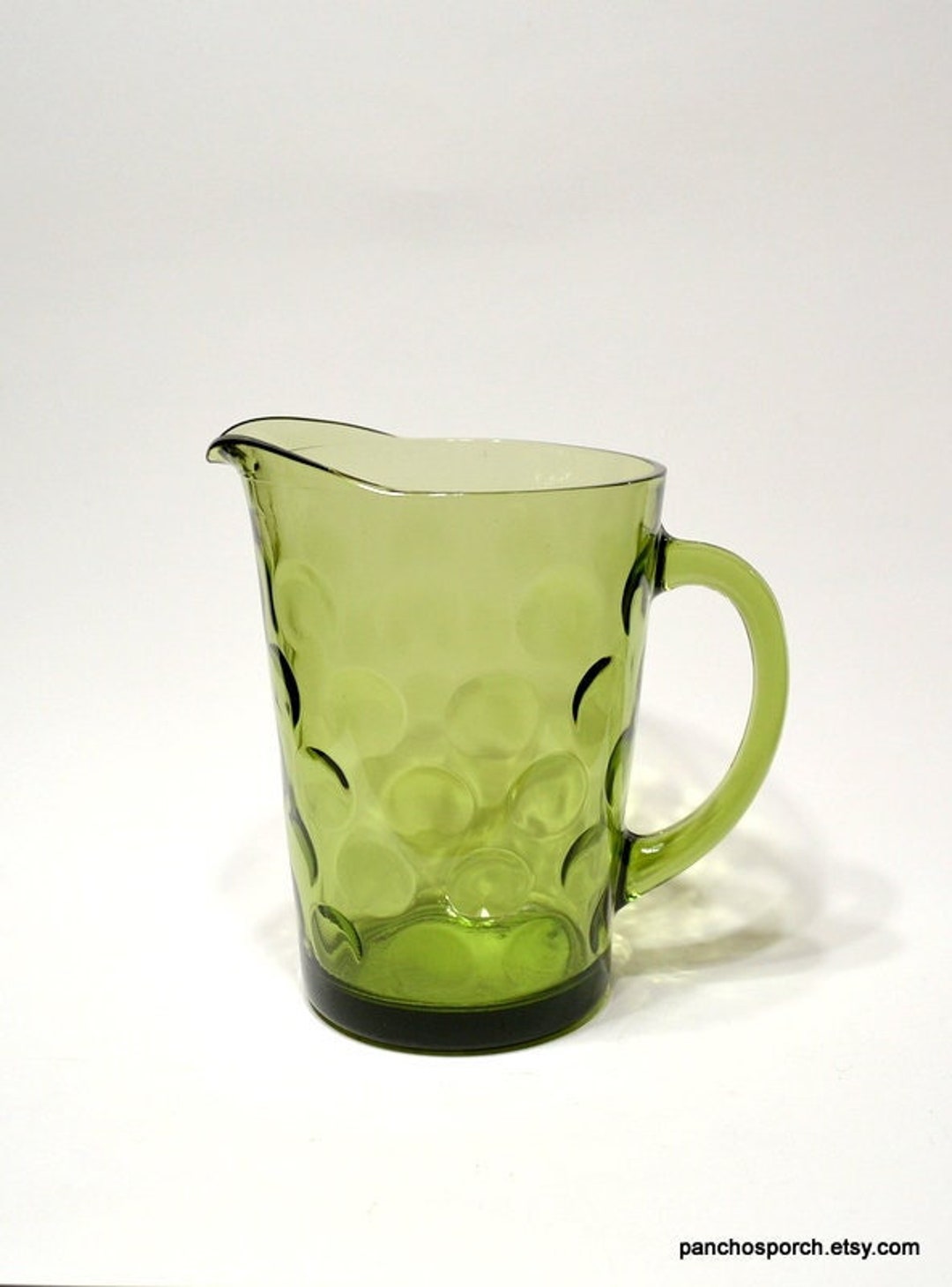 Vintage El Dorado Green Glass Pitcher Iced Tea Lemonade Beverage