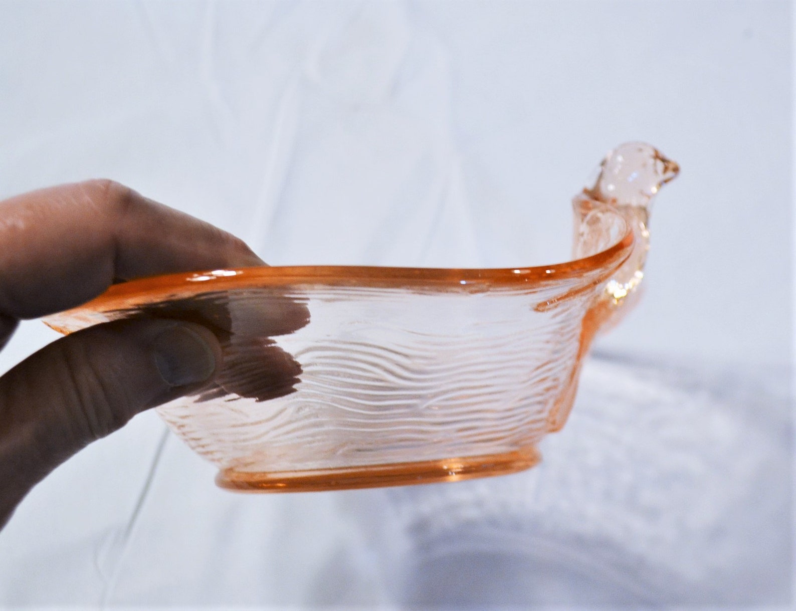 Vintage Fenton Pink Glass Bird Candy Dish Nest Bowl Flying Etsy