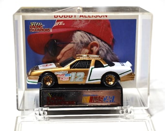 Vintage Bobby Allison #12 Diecast Car: Signed Trading Card, 1990s NASCAR Memorabilia