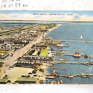 vintage TEXAS carte postale Corpus Christi North Beach vue aérienne vacances carte postale souvenir souvenirs papier éphémères PanchosPorch
