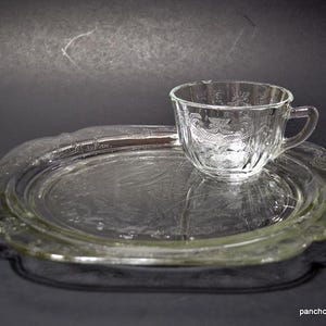 Vintage Indiana Glass Madrid Snack Plate and Cup Set