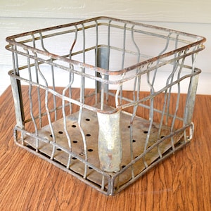 Vintage Metal Dairy Crate - Etsy