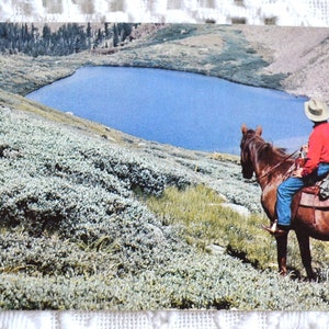 Carte postale vintage du Colorado, lac de montagne, homme, cheval, souvenir, carte postale usagée, souvenirs, papier publicitaire éphémères PanchosPorch