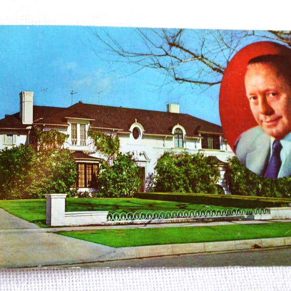 Vintage CALIFORNIA Postcard Jack Benny Residence Beverly Hills Souvenir Post Card Americana Memorabilia Paper Ephemera PanchosPorch