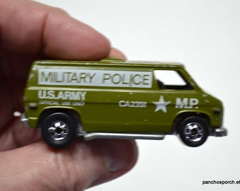 Vintage HOT WHEELS MP Military Police 1974 Green Army Van Mattel Hong Kong Vtg Toy Car Collectible Toy Nostalgia Display PanchosPorch