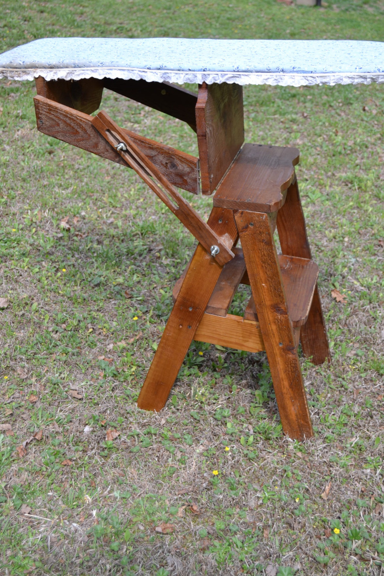 Vintage Wood Ironing Board Ladder Chair Rustic Handmade Etsy