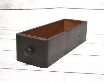 Vintage Wooden Sewing Machine Drawer: Rustic Farmhouse Organizer Box (3.5" H x 14.5")
