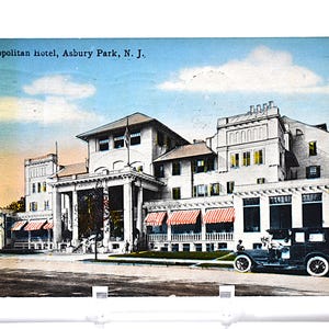 Carte postale vintage ASBURY PARK New Jersey Metropolitan Hotel Beach Resort Landmark Carte postale souvenir Souvenirs souvenirs Papier éphémère PanchosPorch