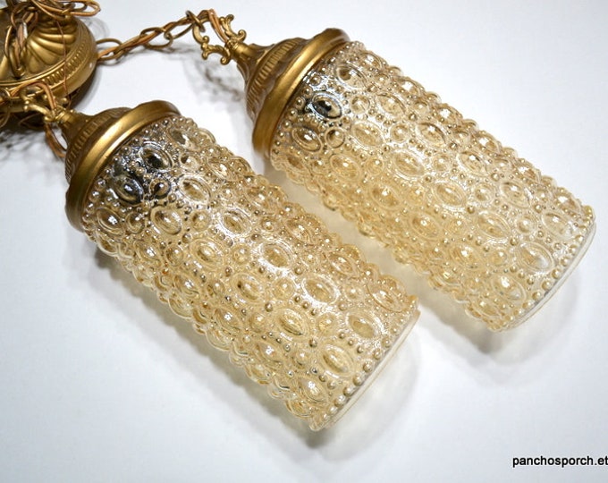 Vintage Double Swag Light Fixture Hollywood Regency Lighting Bubble