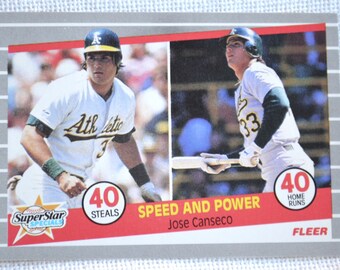 Jose Canseco Fleer Baseball Card 628: 1989 Vintage Collectible