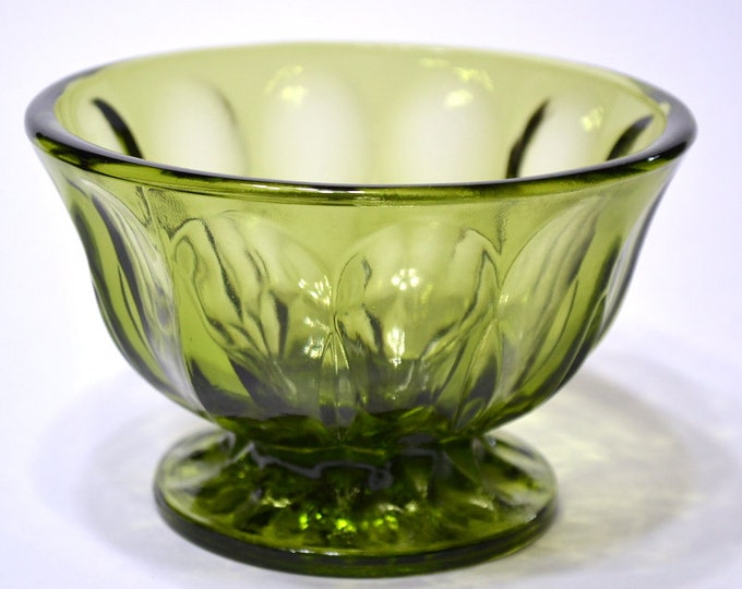 Vintage Green Glass Footed Bowl FAIRFIELD Avocado Green Etsy