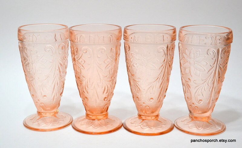 Vintage Tiara Pink Sandwich Glass Iced Tea Tumblers - Set of 4 - Etsy
