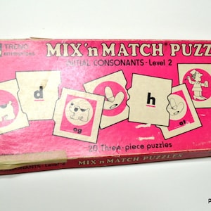 Vintage Mix N Match Puzzles Complete Initial Consonants Level 2 Trend Enterprises Childrens Learning Toy Picture Puzzle  Panchosporch