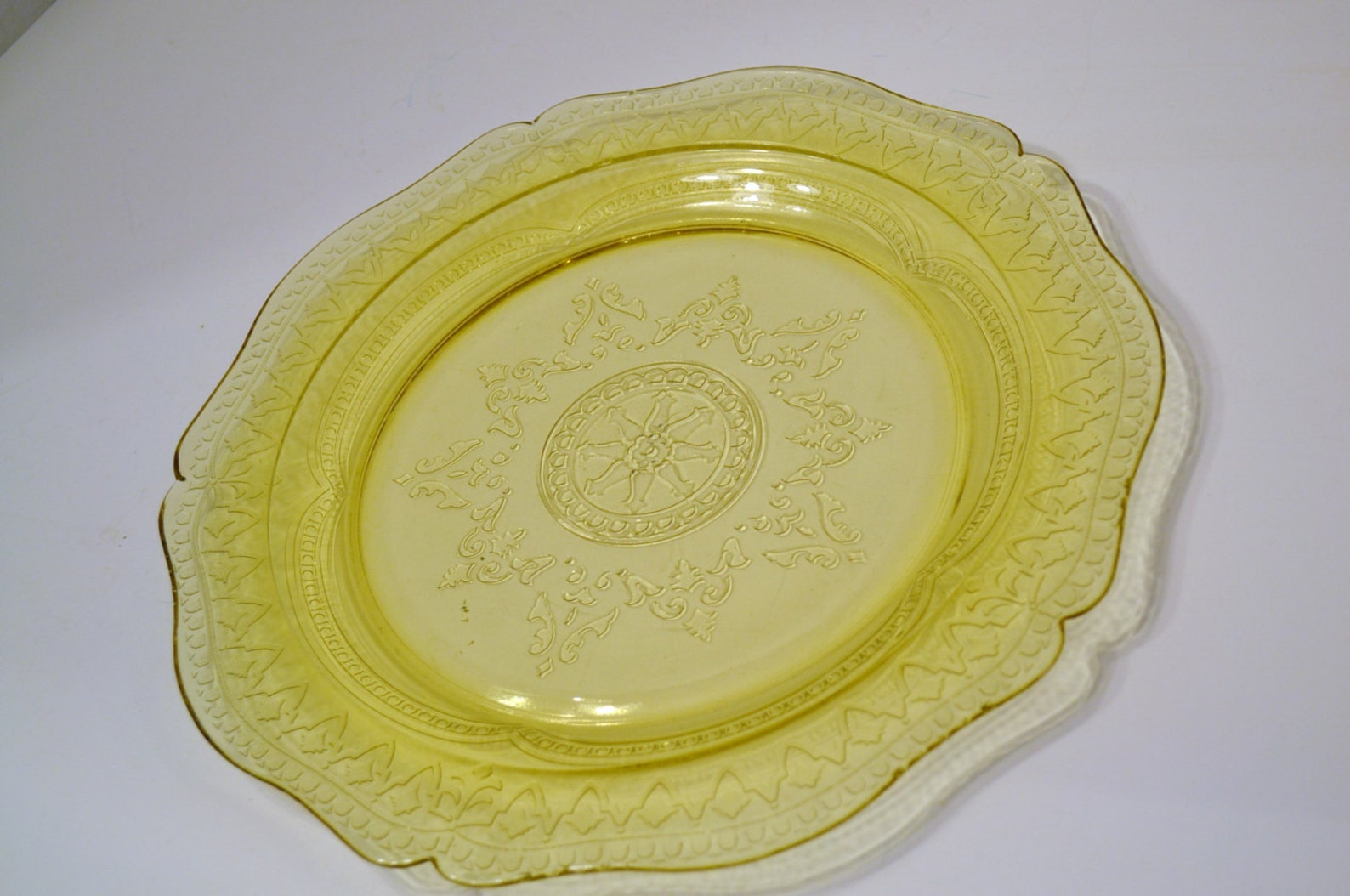 Vintage Yellow Depression Glass Plate Federal Glass Patrician Etsy