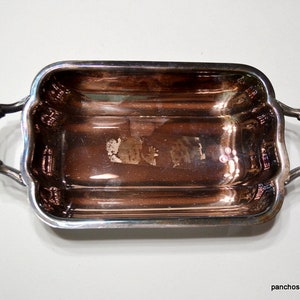Vintage Silver Plated Tray with Handles Tarnished Small Rectangular Shallow Dish Newburyport 4347N PanchosPorch