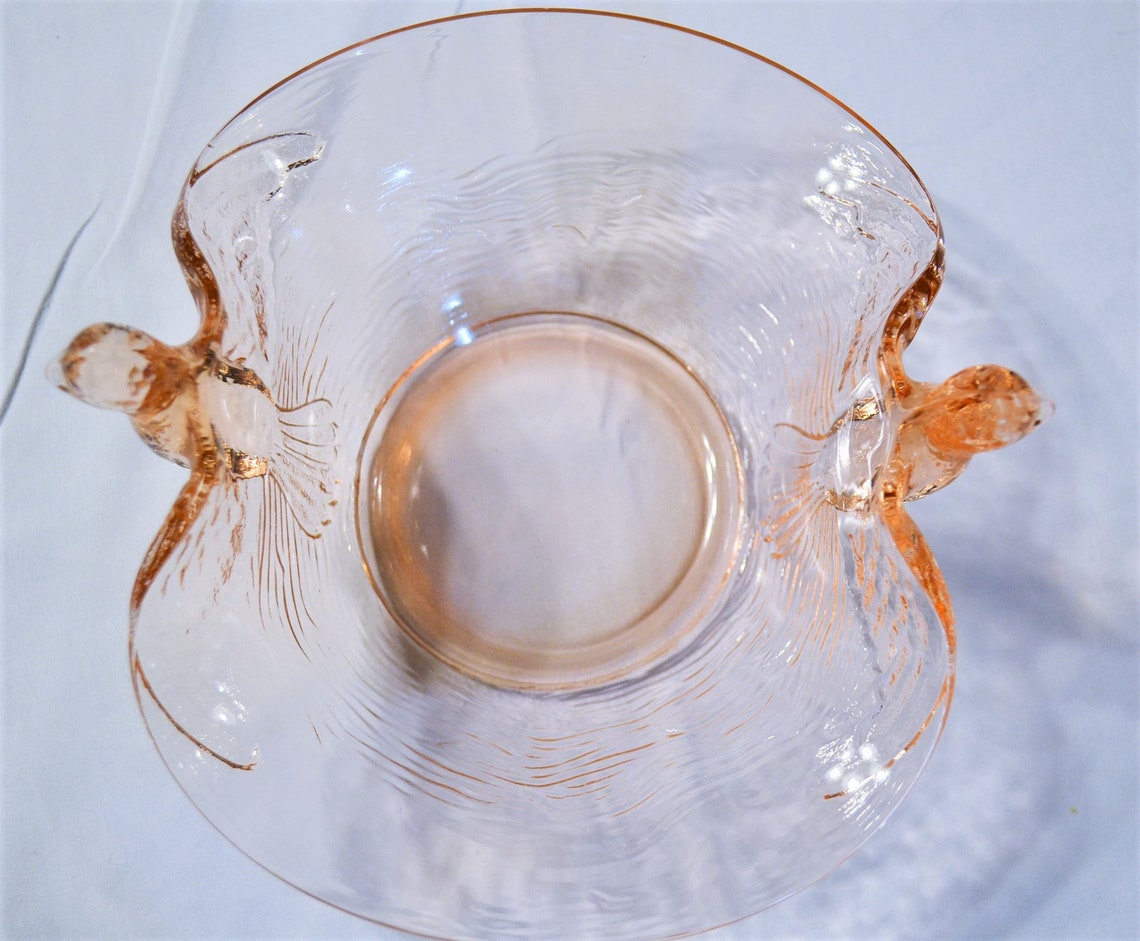 Vintage Fenton Pink Glass Bird Candy Dish Nest Bowl Flying Etsy