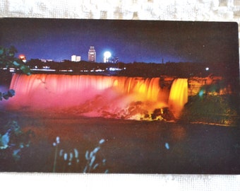 Vintage CANADA Postcard Niagara Falls Illumination Night Lights Unused Post Card Memorabilia Tourism Paper Ephemera PanchosPorch