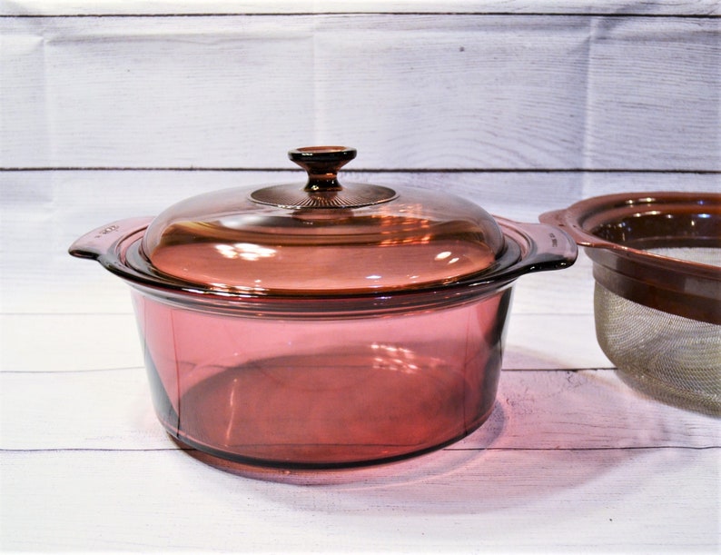 Vintage Visions Cranberry 5L Dutch Oven Pot Corning Pink Glass Etsy