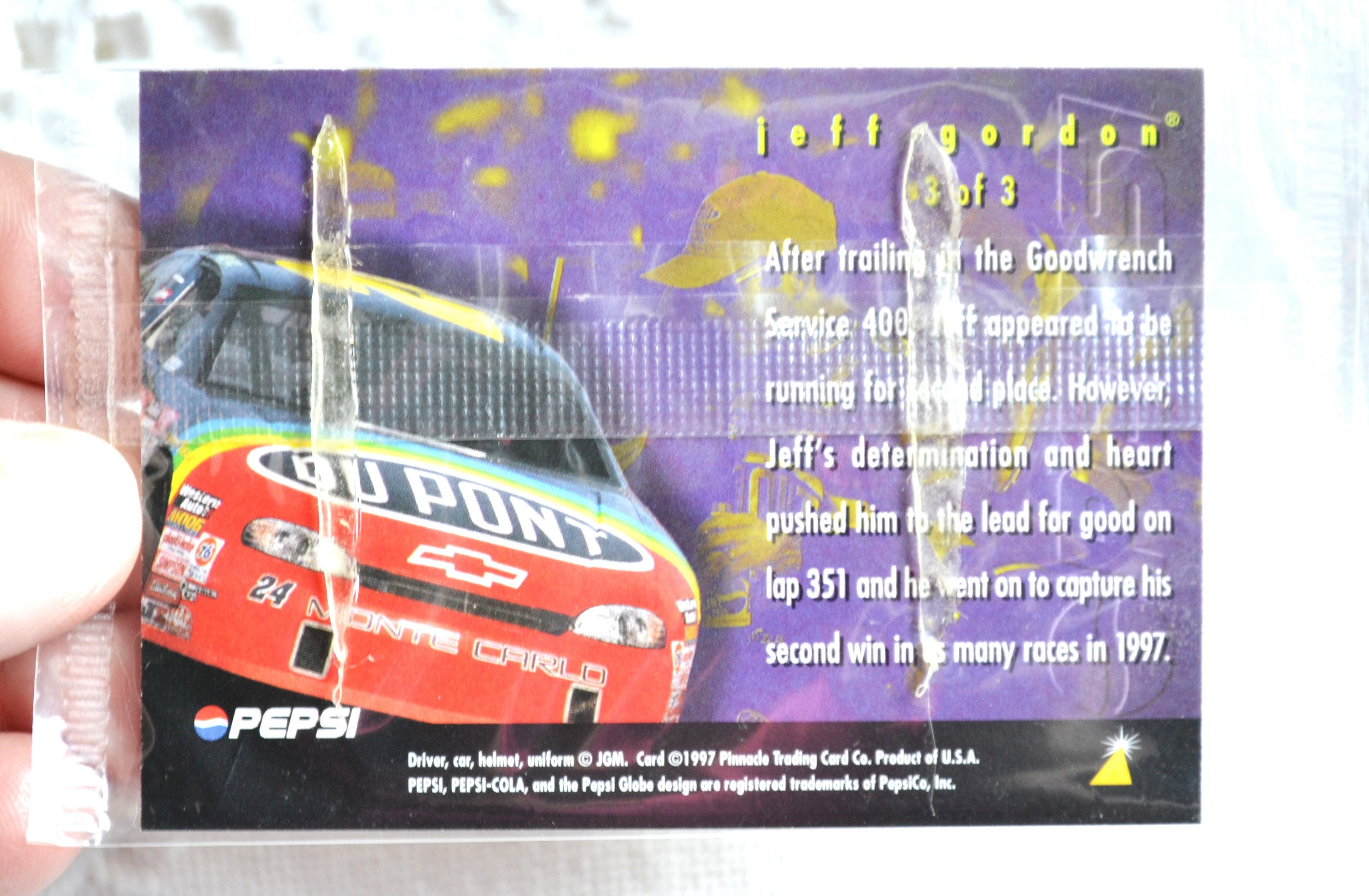 Vintage Jeff Gordon Pepsi Promo Racing Card: 1997 Pinnacle NASCAR