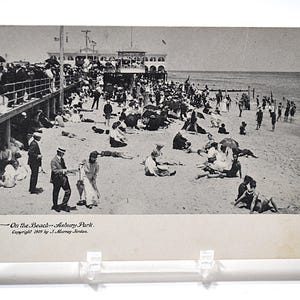Vintage ASBURY PARK Postcard New Jersey On the Beach People 1905 Souvenir Photo Post Card Memorabilia Paper Ephemera PanchosPorch