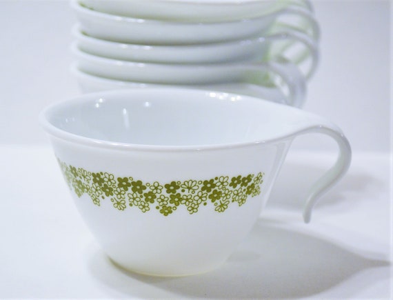 Vintage Corelle Spring Blossom Cup Set Of 6 Crazy Daisy Green Etsy
