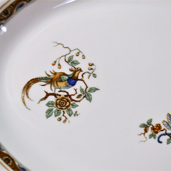 Vintage Syracuse Oval Platter Bird of Paradise Dragonfly Asian Theme Restaurant Ware Floral Border PanchosPorch