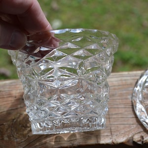 Vintage Pressed Glass Sugar Bowl and Creamer Set Collectible Glassware PanchosPorch image 3